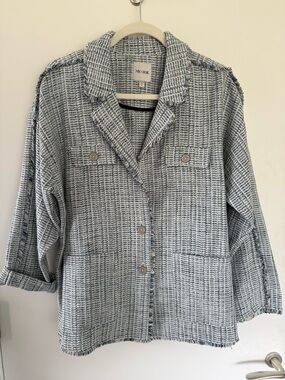 NIC+ZOE Blue and White Textured Tweed Button Jacket
NWOT